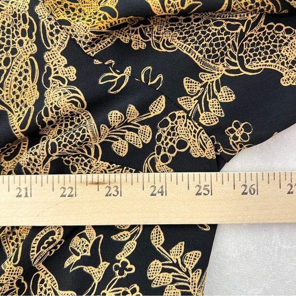 CATHERINE’S Womens Plus Shirt Sz 1XP Button Up Split Neck Black Gold Off… - Picture 9 of 12